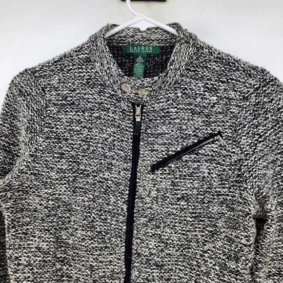Lauren Ralph Lauren Black Tweed Look Women's Zip Up Jacket Size Small - Picture 7 of 8